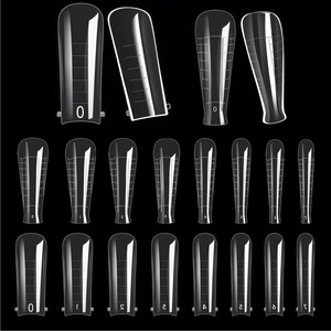 Makartt Dual Forms: Clear Molds for Poly Nail Gel, 72PCS, Square Coffin Shape, Full Cover Acrylic Tips, with Scales, Manicure Tools Salon Home DIY Supplies