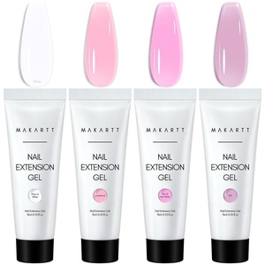 Makartt Poly Nail Gel Set – 4 Colors, Strong Builder for Extension Overlay Strengthener 3D Diy, Multifunctional, Long-lasting for Nails French Manicures Home Salon Clear and 3 Pink Shades(Clear Pink Colors)